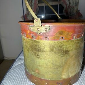 Antique riveted brass & copper ship’s deck bucket,  fourth generation Dallas